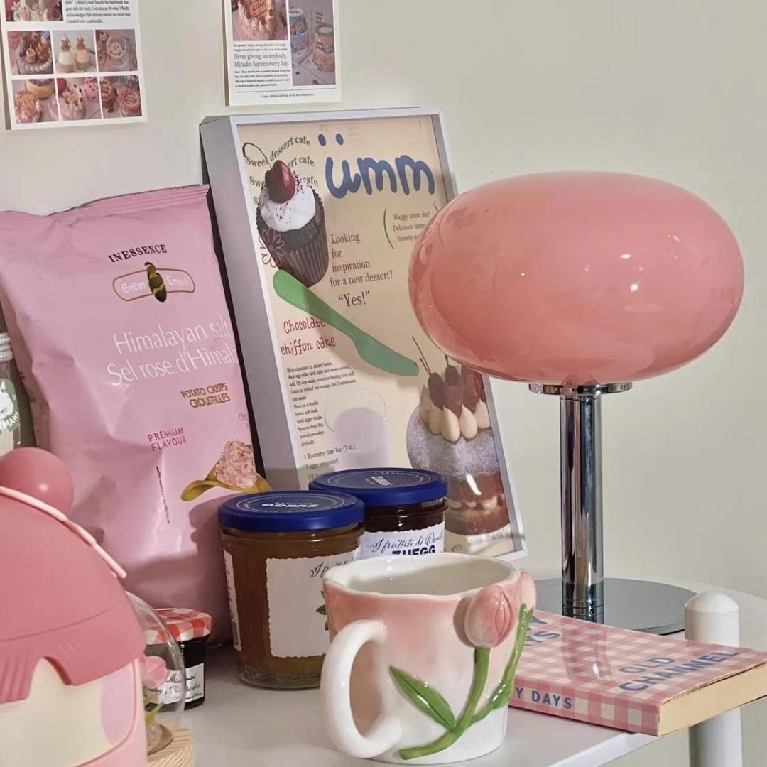 Joylove-소녀 침대 머리맡 램프, 침실 롤리팝 장식 테이블 램프, 바우하우스 포스트 모던 미니멀리스트 북유럽 레트로 유리 테이블 램프