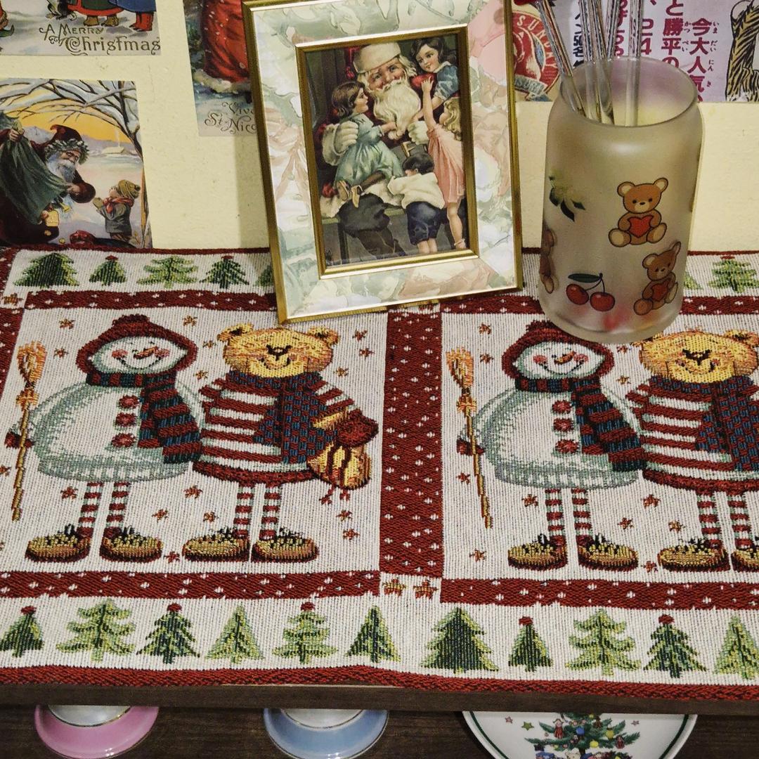일본 레트로 자카드 크리스마스 테이블 매트
