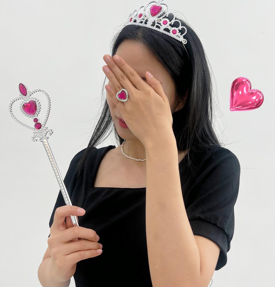 다이소 공주세트 공주놀이 왕관 요술봉 생일 브라이덜샤워 파티 악세사리 2종 핑크