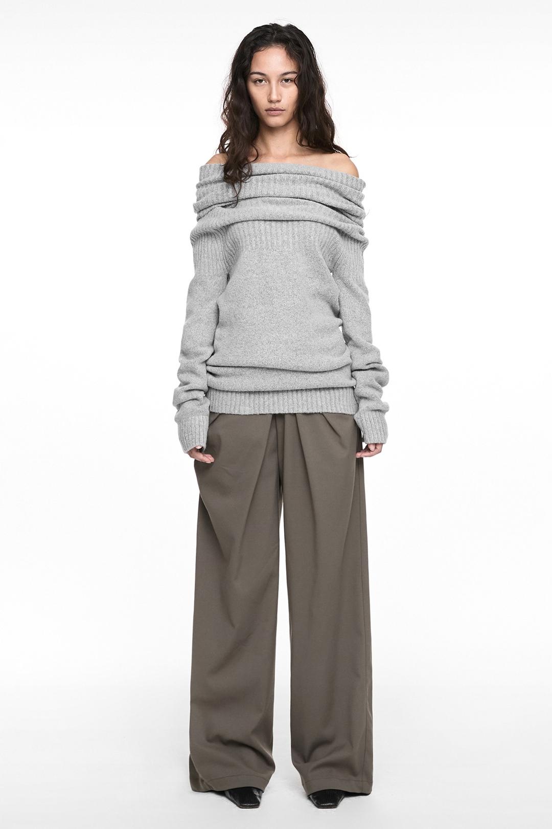 DRAPING WIDE PANTS (UNISEX) DUSTY BROWN