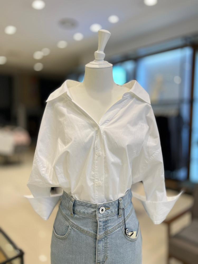 [듀엘]오픈카라 루즈핏 셔츠 L242MSC066