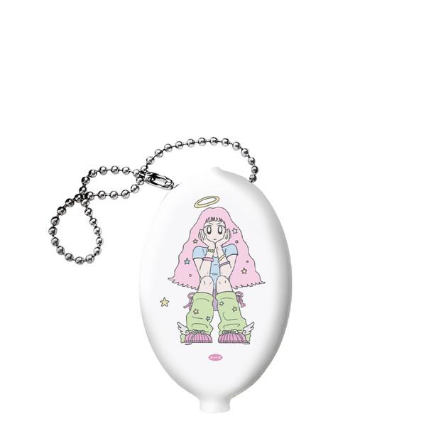 Pink Hair Angel Coin Pocket keyring