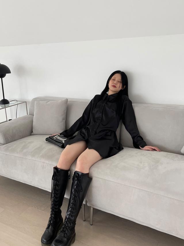 레스트앤레크리에이션 RR LOGO TERRY MINI DRESS - BLACK - 위시버킷