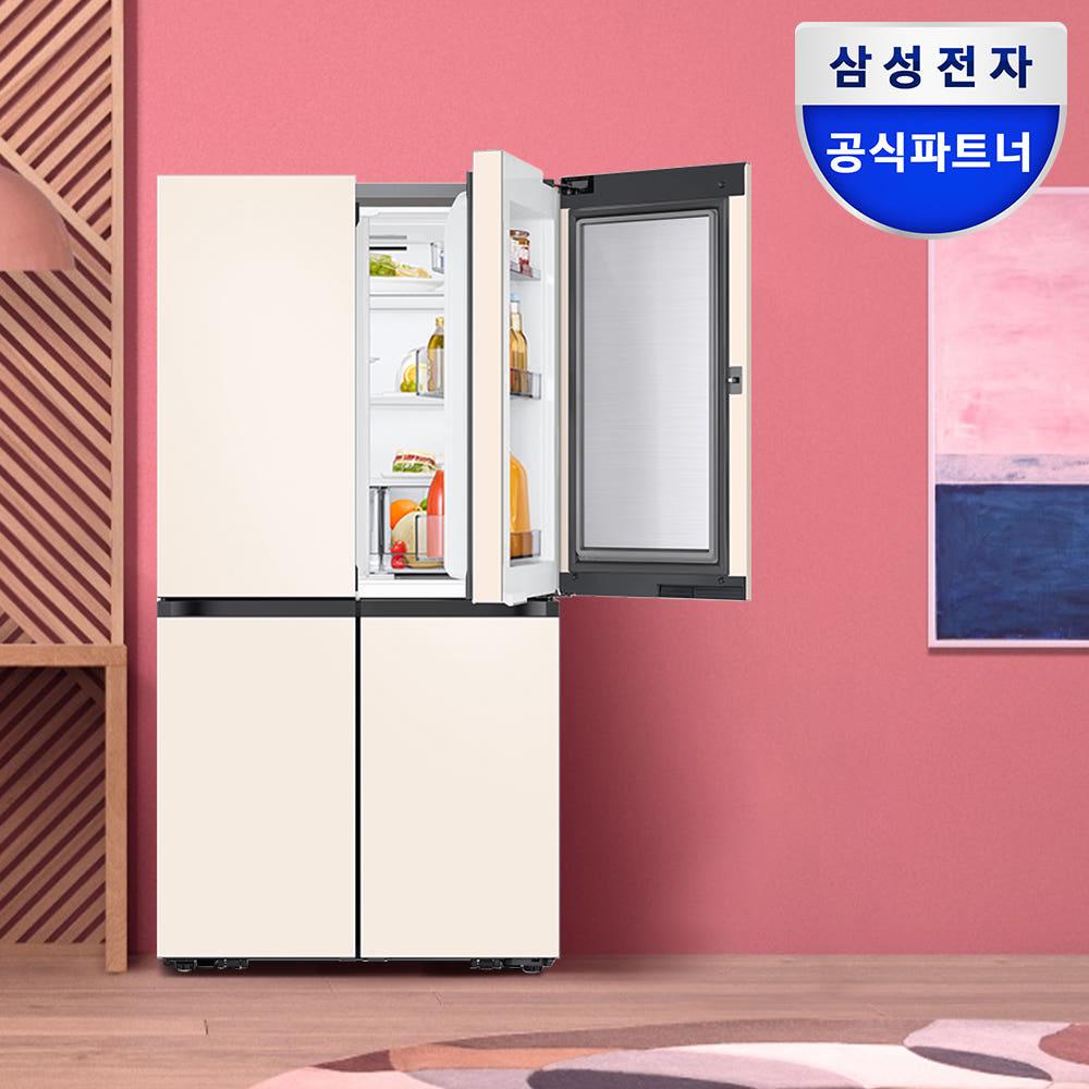 [최대혜택가165만원대] 삼성 비스포크 4도어 1등급 RF90DG91114E 902L 푸드쇼케이스 900L 이상 대용량 냉장고 매트크리미베이지 국내생산 AI절약모드