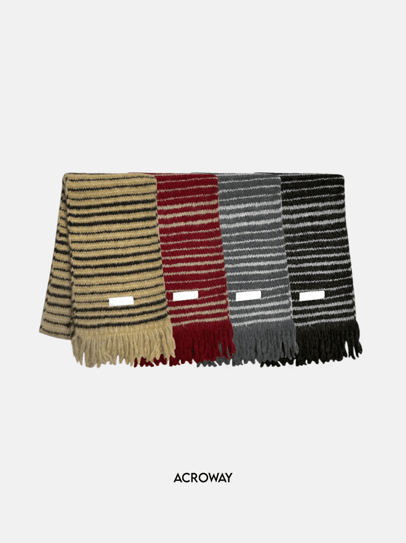 Lay wool stripe muffler 4C