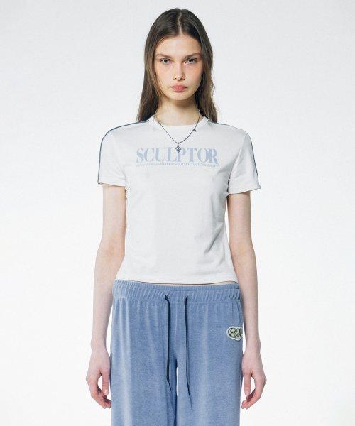 Classic Logo Piping Crop Top White