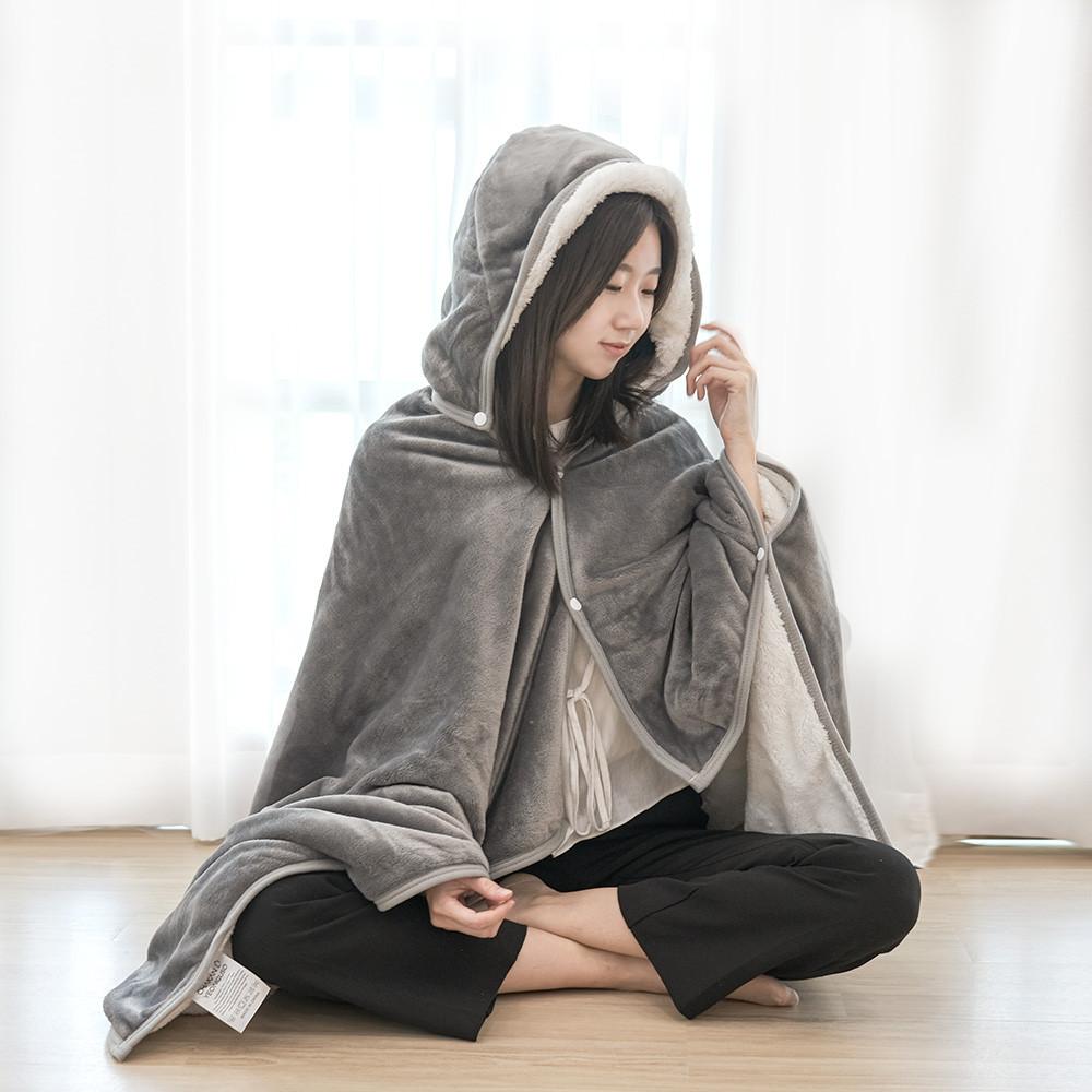 착한연구소 집순이담요 후드담요 안감밍크 겨울 입는 방콕 캠핑