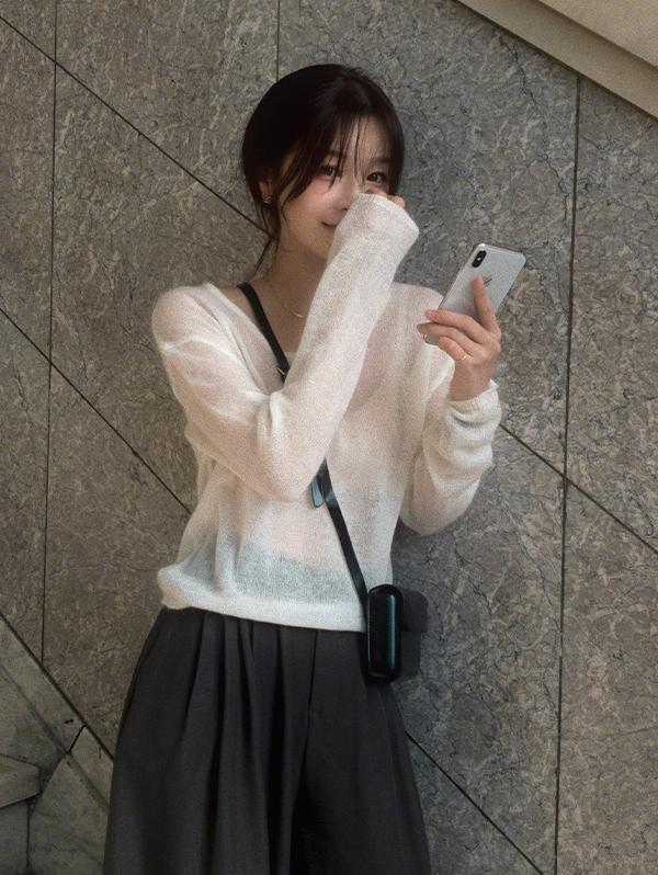 슬로우앤드 [오늘드림🚚] only. 리얼여리핏 시스루니트 - 3 color