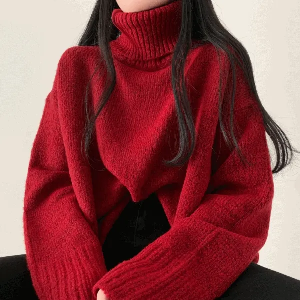 [연말룩/도톰!] 무지 도톰 폴라 긴팔 니트 [7color]