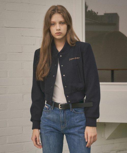 SIOT4083 울 블렌드 아카이브 바시티 자켓_Navy