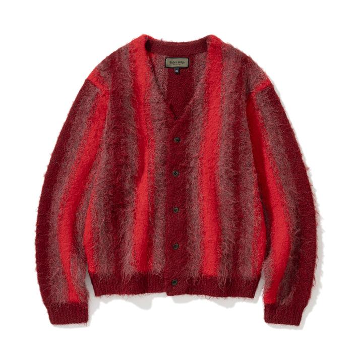mohair stripe cardigan red