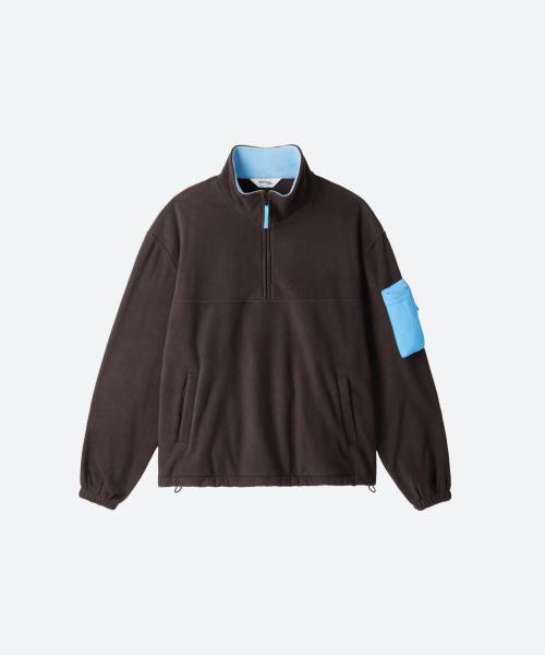 M.C UNISEX, Half Zip-up Fleece / Brown