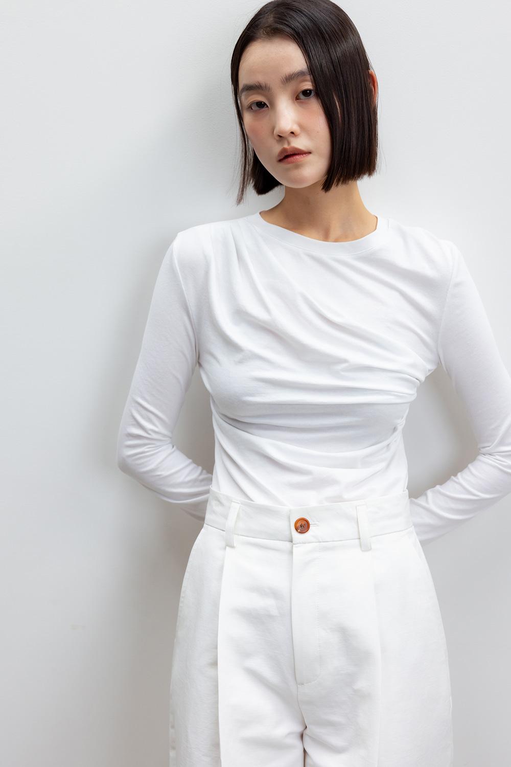 Draping Detail T-Shirts_White