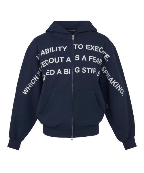 (RESTOCK item)lettering hoodie zip-up(navy)