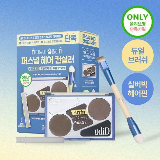 오디드 아티스트 헤어 컨실러 팔레트 12.9g 기획세트 (+브러쉬, 헤어핀 추가구성)