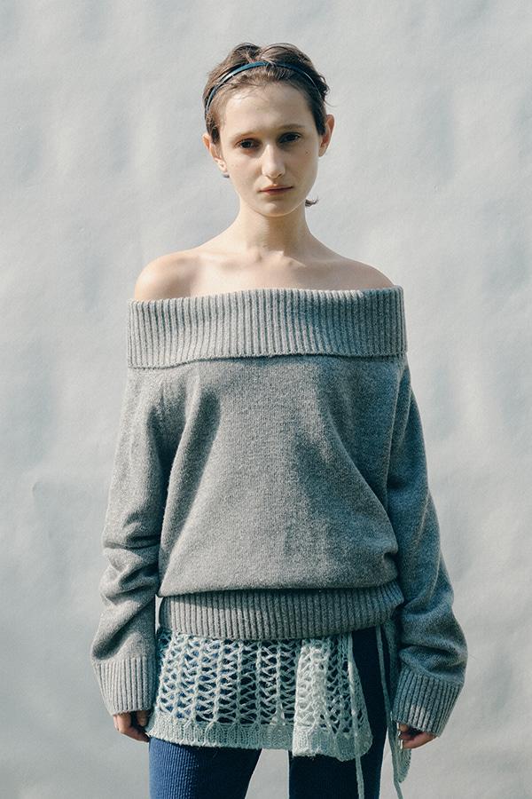 ALPACA OFF-SHOULDER KNIT(GR)