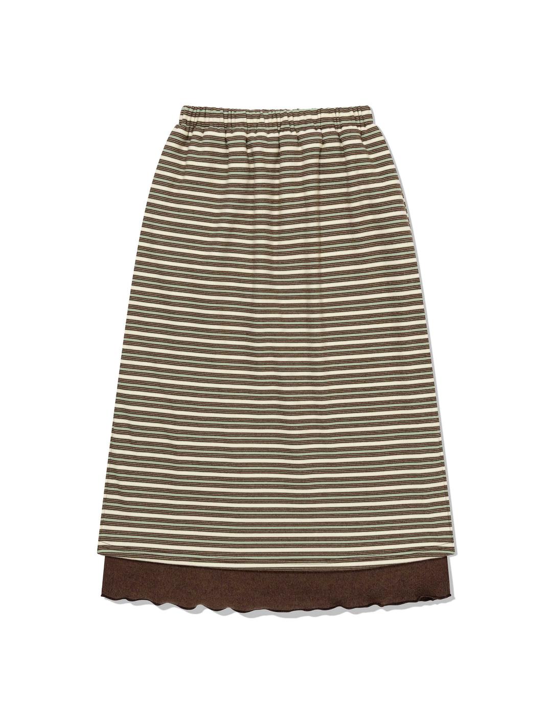 STRIPED LAYERED SKIRT(BROWN)
