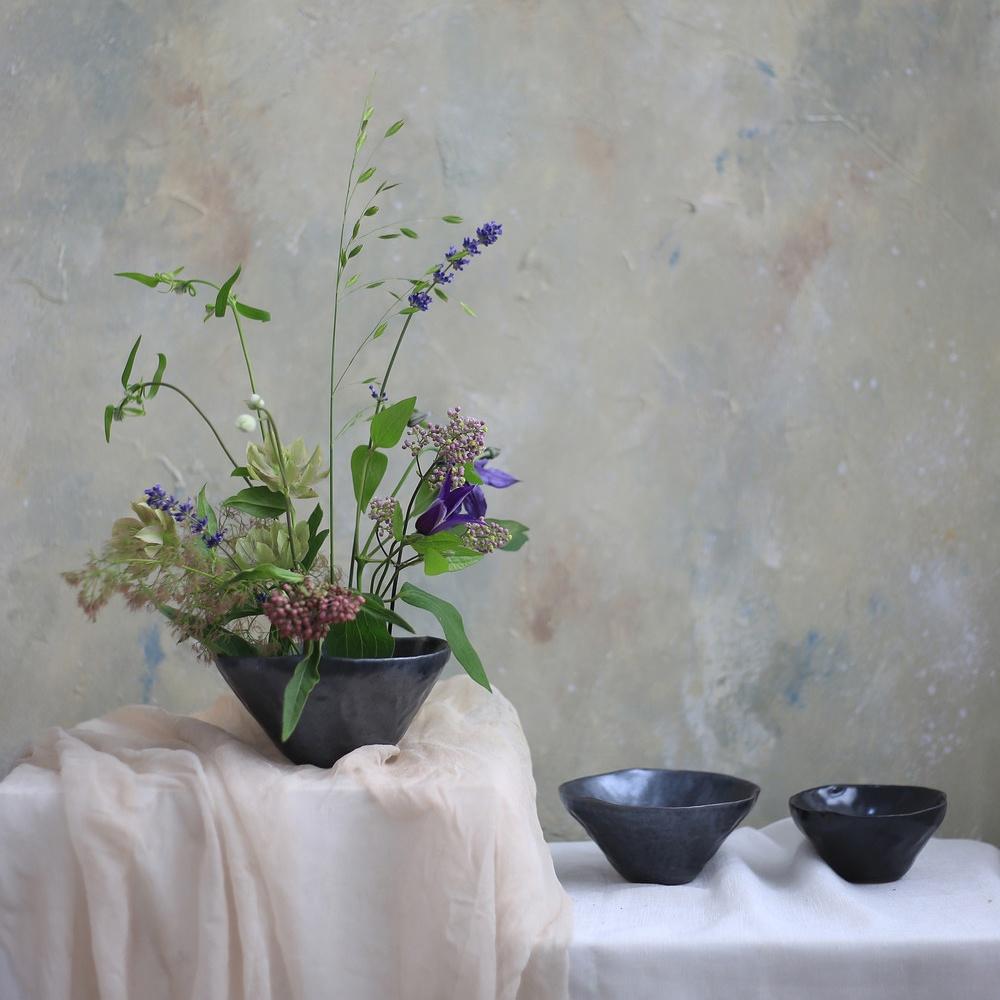 원형 꽃꽂이 수반 블랙 (S/M/L)