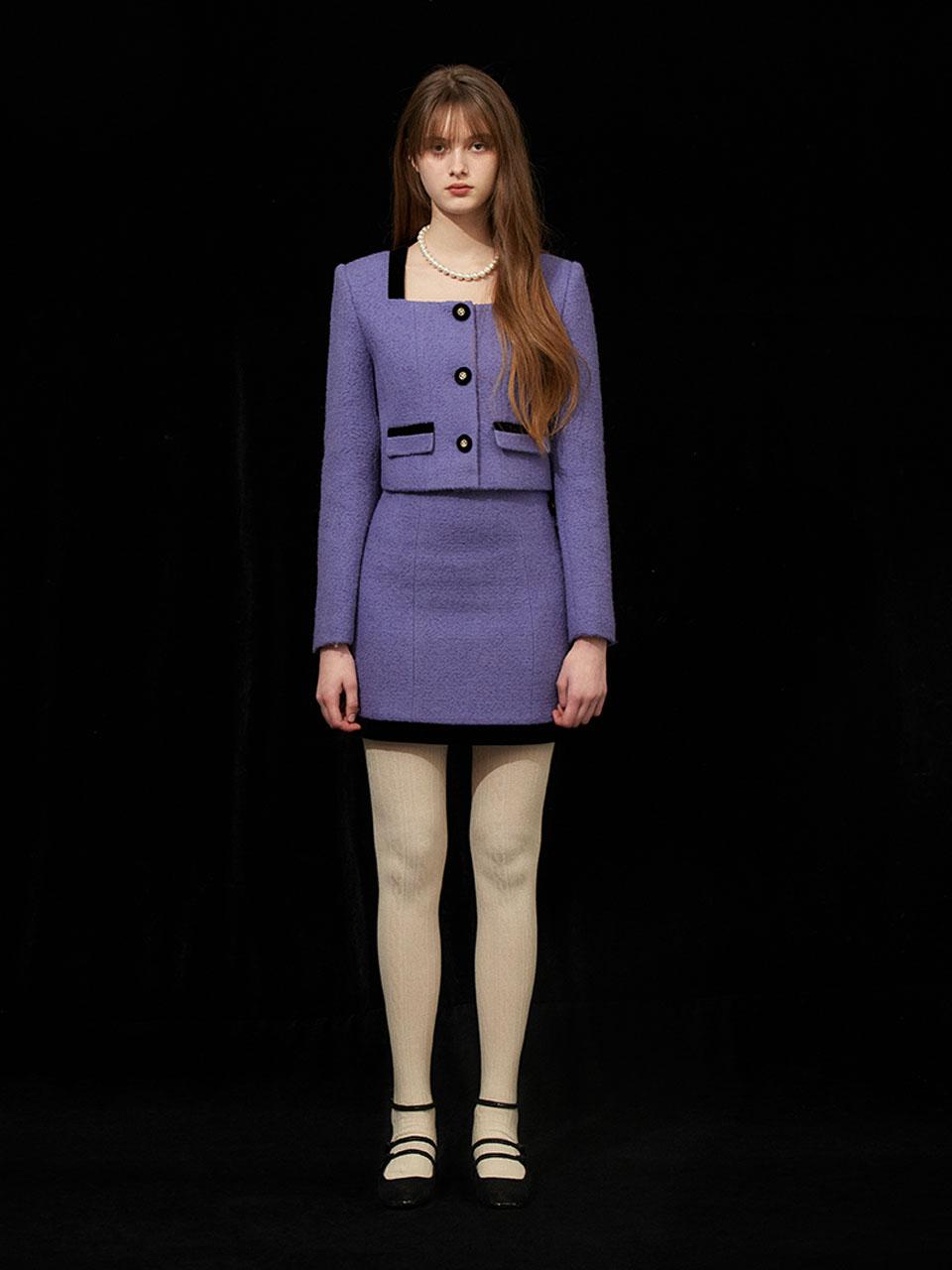 SQUARE NECK JACKET - PURPLE