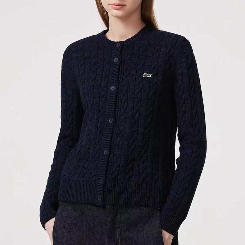 라코스테 여성 울 블랜드 케이블 니드 꽈배기 가디건 AF0904