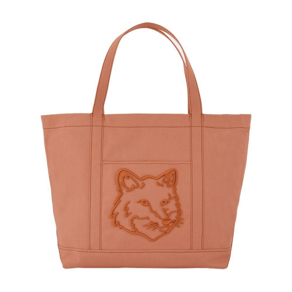 폭스 헤드 라지 쇼퍼백 가방 메종 코튼 핑크 Fox Head Large Shopper Bag - Maison Kitsune - Cotton - Pink