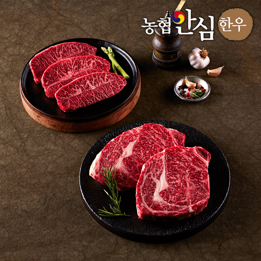 "농협안심한우" 나한우야 1+등급 "매일매일 행복세트" 450g(등심250g+부채200g)