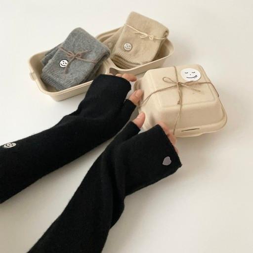 선물포장🩶 롱 울니트 자수 핸드워머 팔토시 3컬러