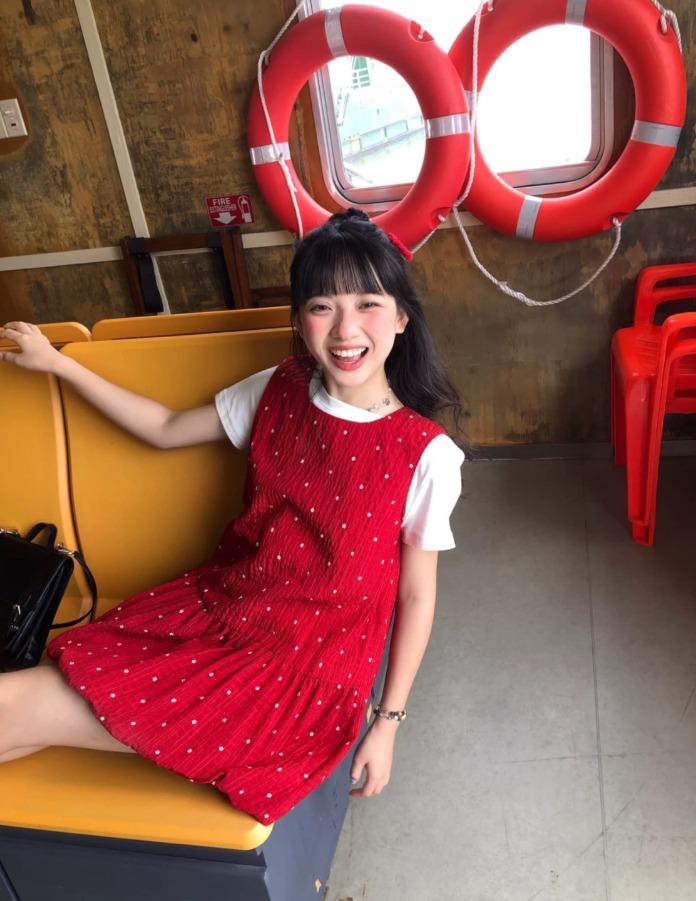 Hey Shan 레트로 폴카 도트 숏 원피스 (레드)