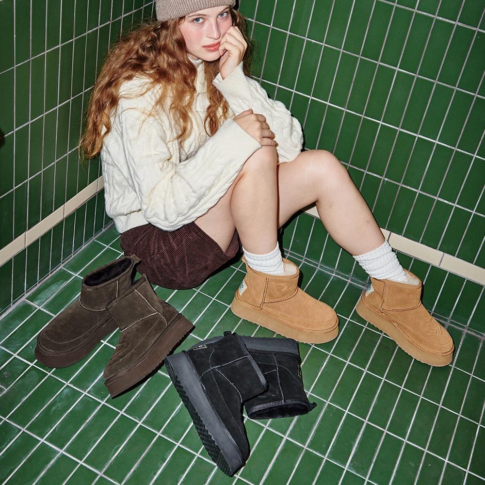 Ador 3color 소가죽 양털퍼 방한부츠 5cm