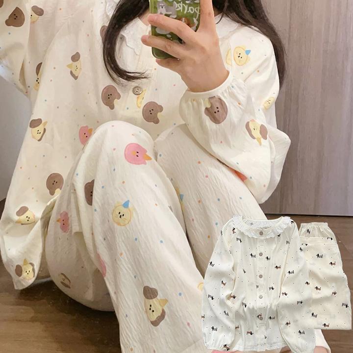 요루면 프릴 레이스 잠옷세트 긴팔 파자마 3컬러 (업체별도 무료배송)