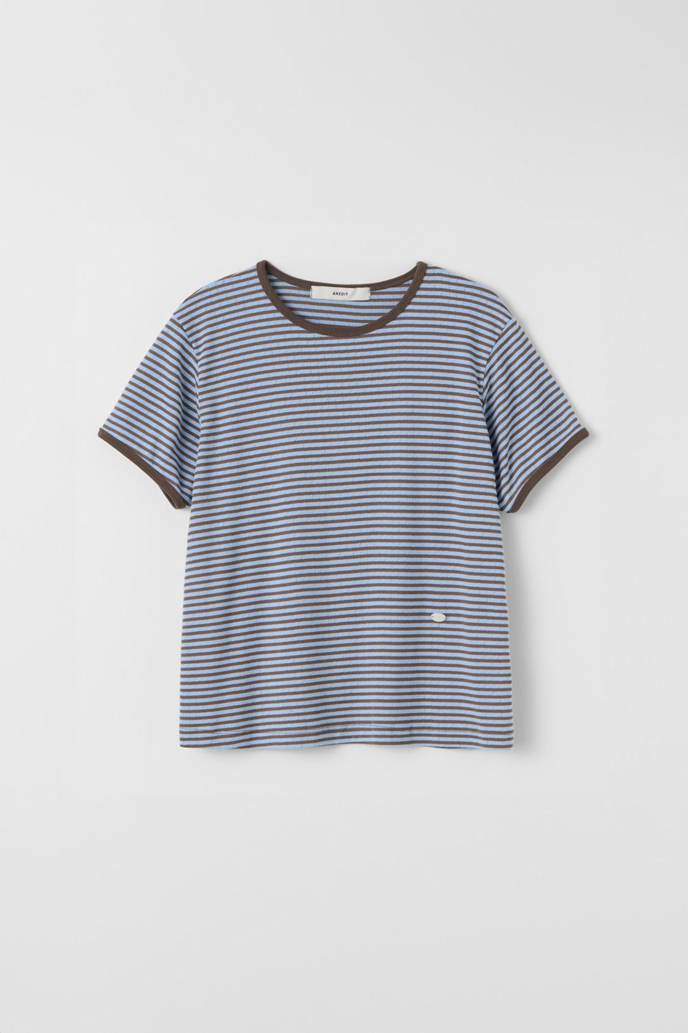 S Punching Stripe Rip Tshirt_Sky Brown