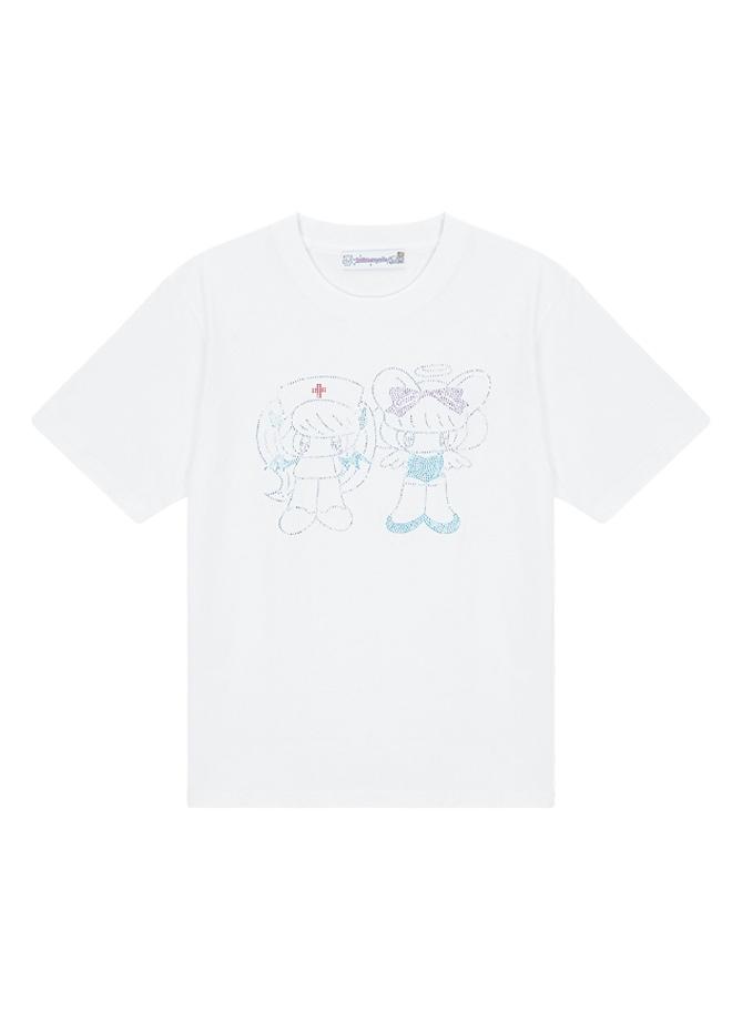(2次) white oliwa angel nurse twinkle t-shirt -RASPBERRYPIE