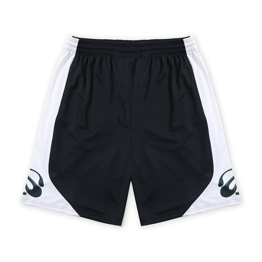 Flat back mesh basket ball shorts [BLACK]