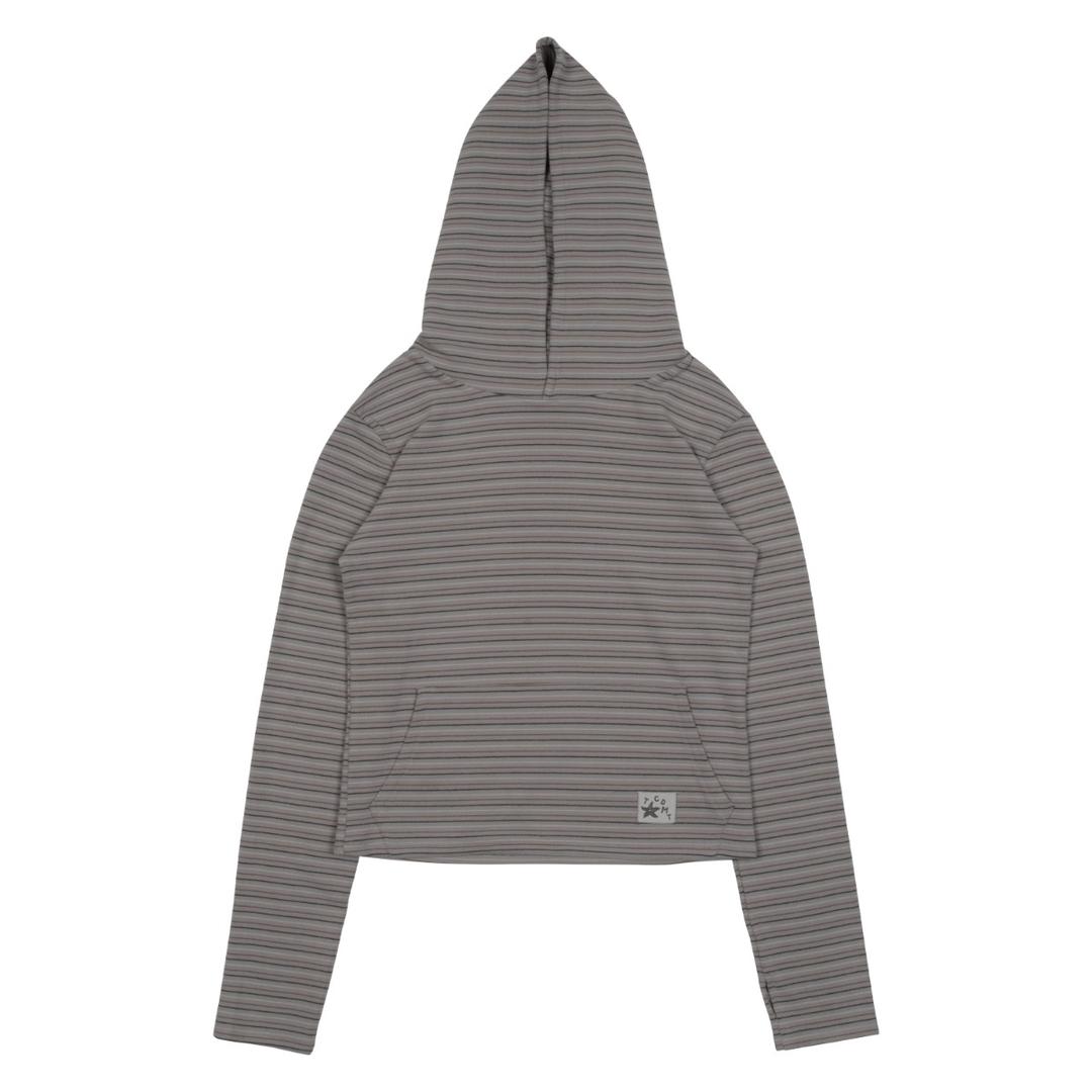 TCM stripe crop hoodie (grey)