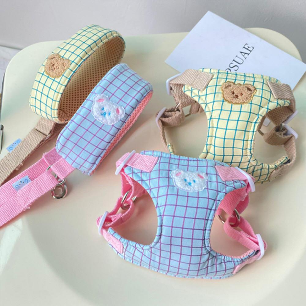 강아지 조끼 곰돌이 하네스 옷 애견 가슴줄 (2colors)