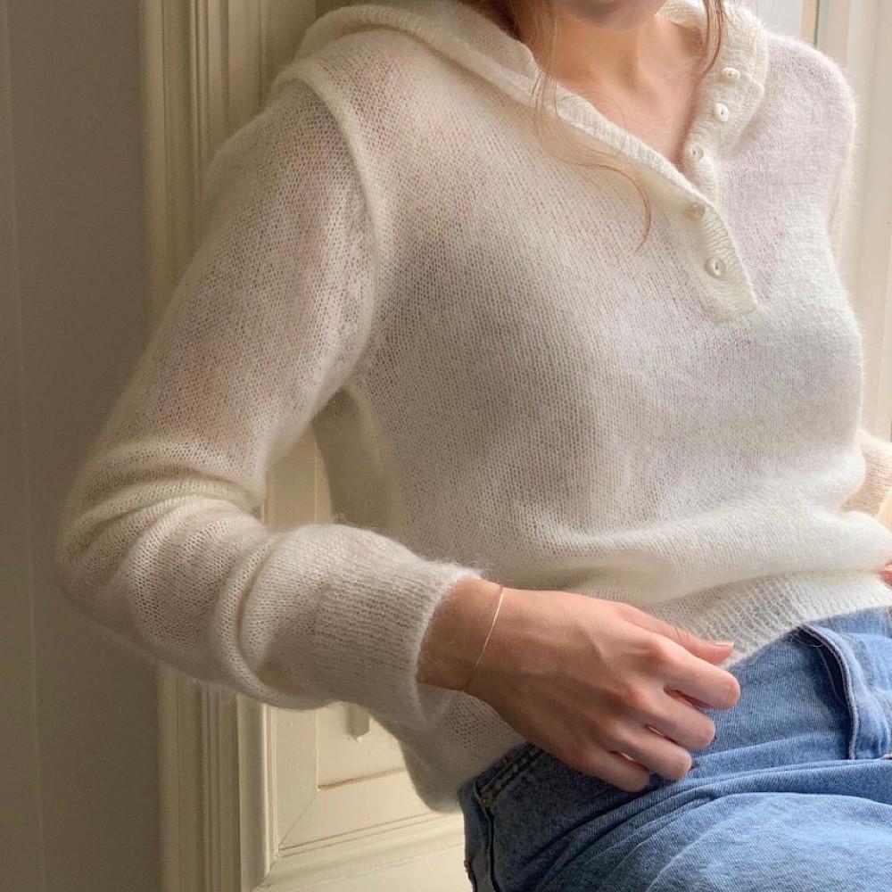 riette 리에뜨 멜로우 후드 니트 울 키드모헤어 긴팔 데일리 스웨터 (2col)