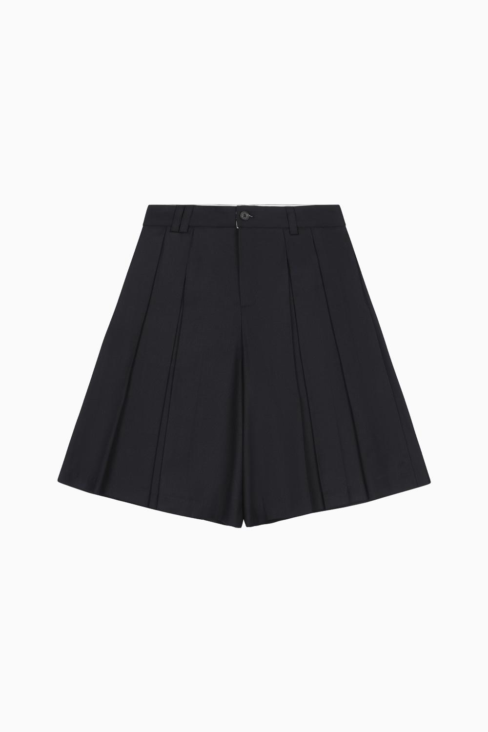 PLEATS SKIRT MIDI PANTS, NAVY