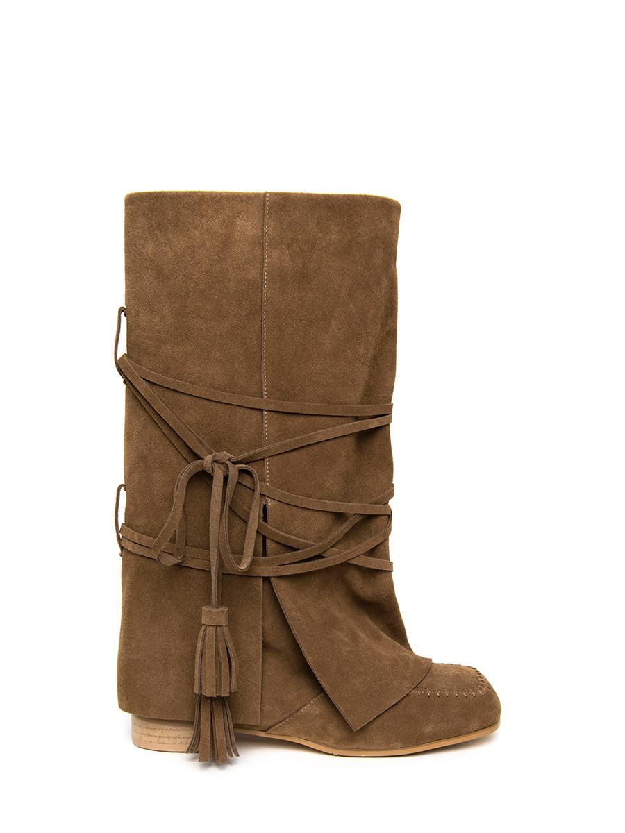 WRAPAROUND TASSEL BOOTS COCOA