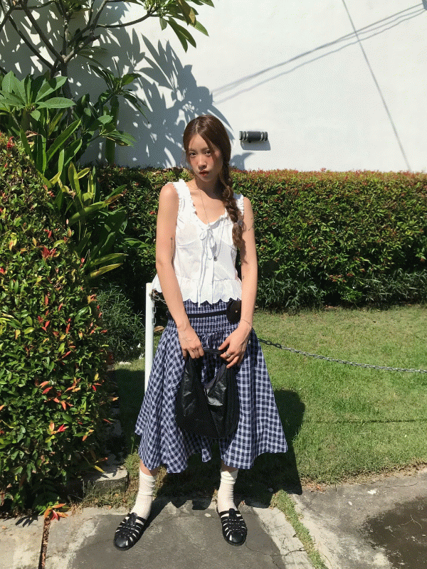 (당일발송) smoke check skirt