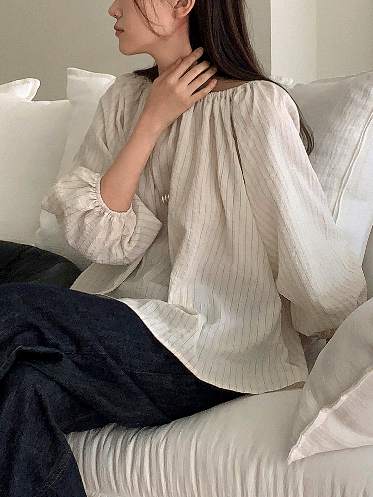 roe stripe blouse (2color)