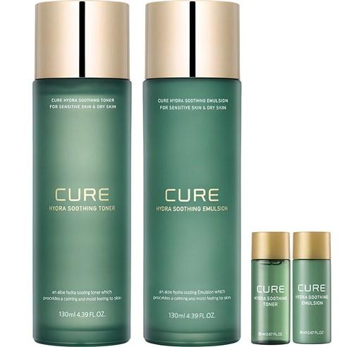 김정문알로에 큐어 하이드라 수딩 토너 130ml + 에멀젼 130ml 세트, 1세트 - 로션 | 쿠팡