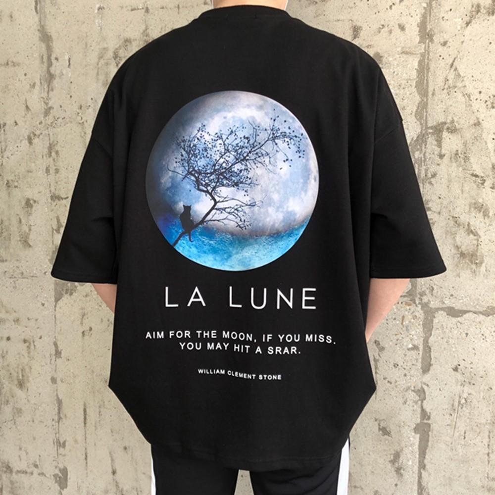 LA LUNE 반팔 남자 오버핏 여름 빅사이즈 라룬 티셔츠