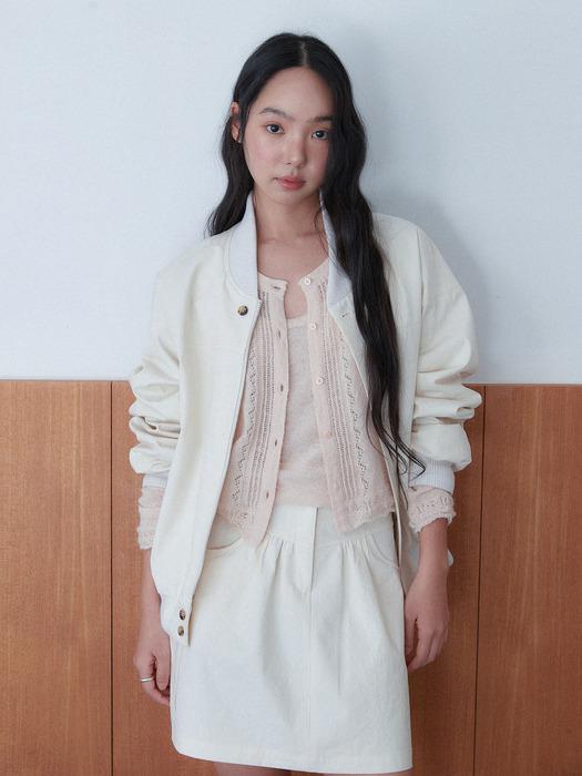 COTTON STITCH BLOUSON JUMPER [ CREAM ]