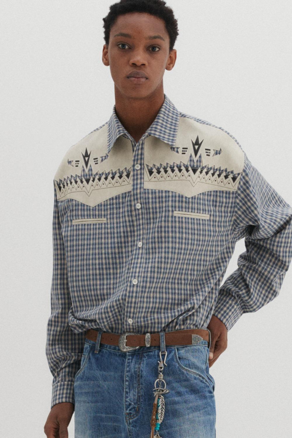 엠브로이드 웨스턴 체크 셔츠