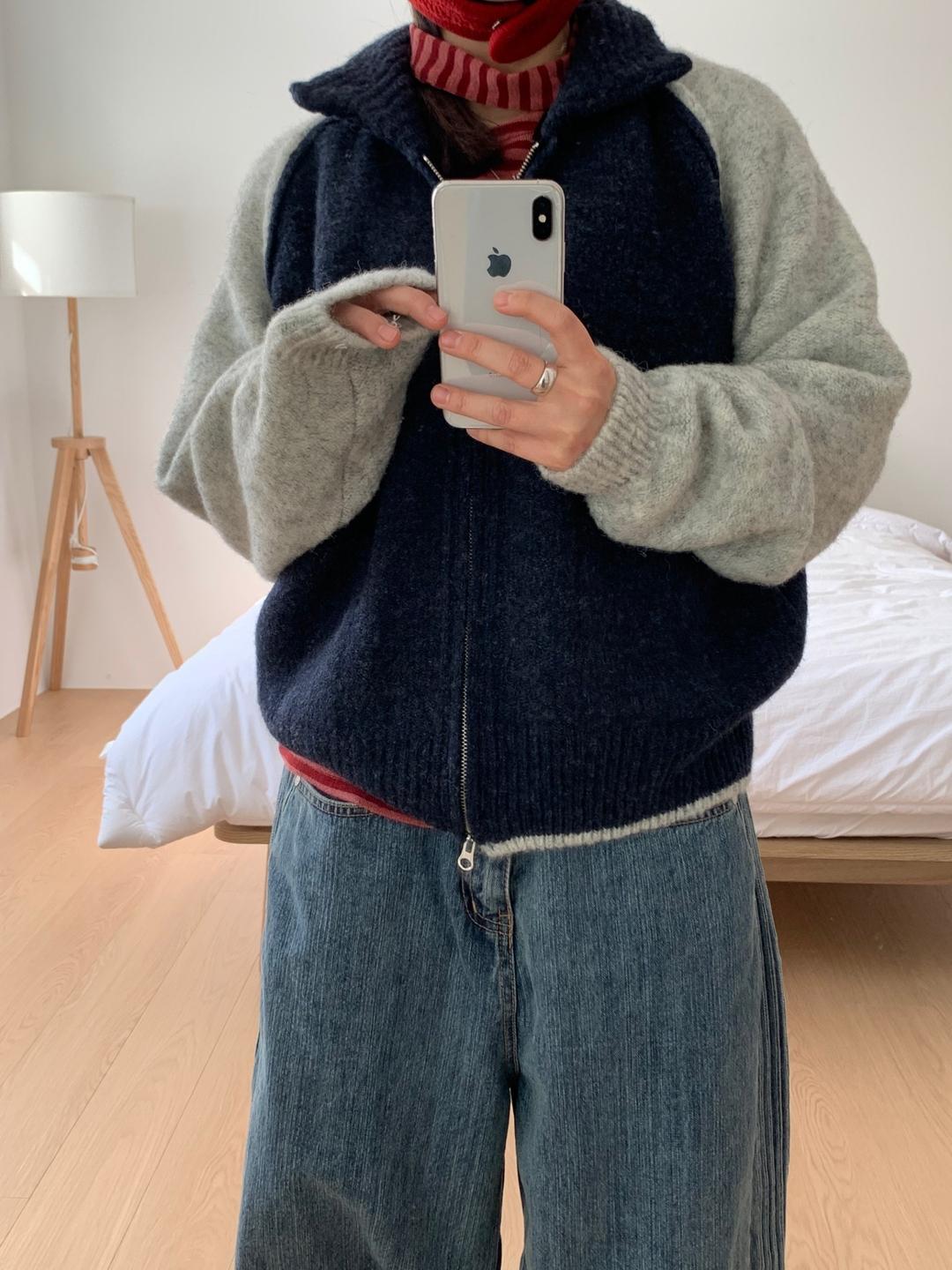 [강추][navy 색상 14시 이전 단독 주문시 당일 배송] multi wool knt zipup