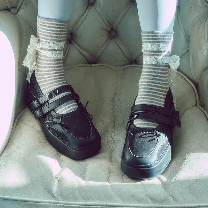 [뚜오미오 X 플러피시트러스] Memento Patchwork Platform Maryjane_Black