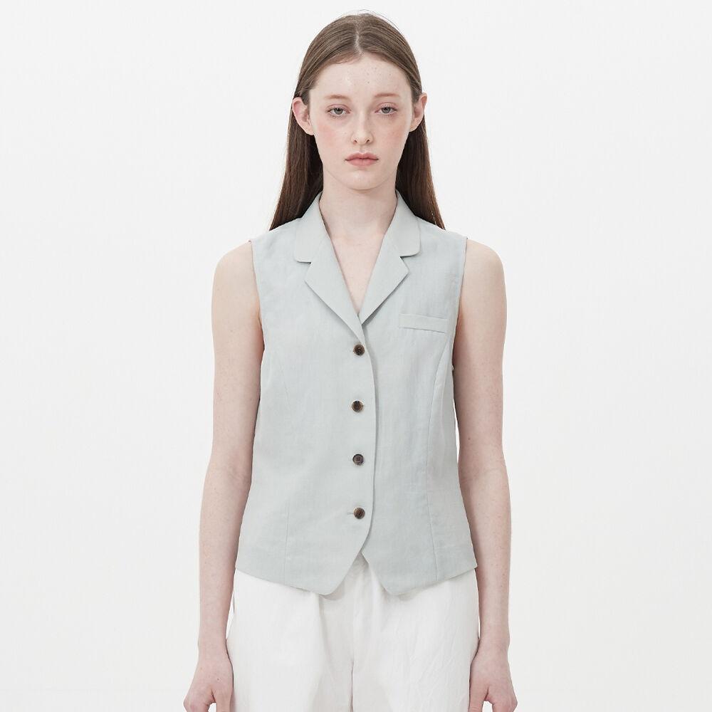 notched collar sleeveless blouse_ash mint