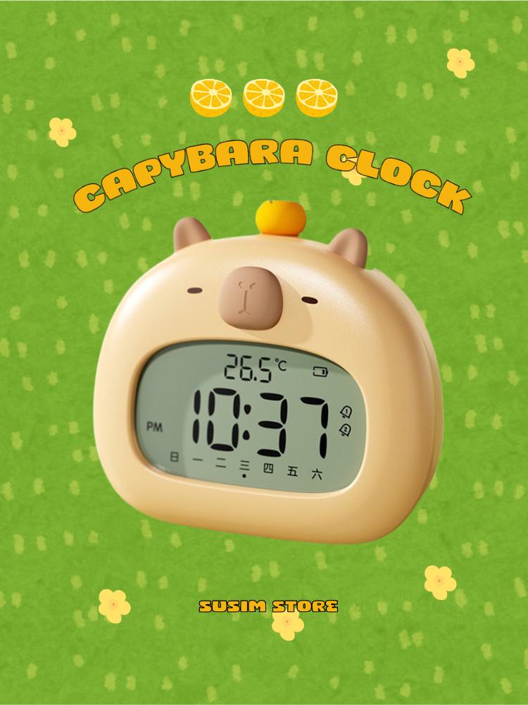 수심 Capybara Clock 카피바라 알람 시계 무드등 선물 램프 미니 유니크