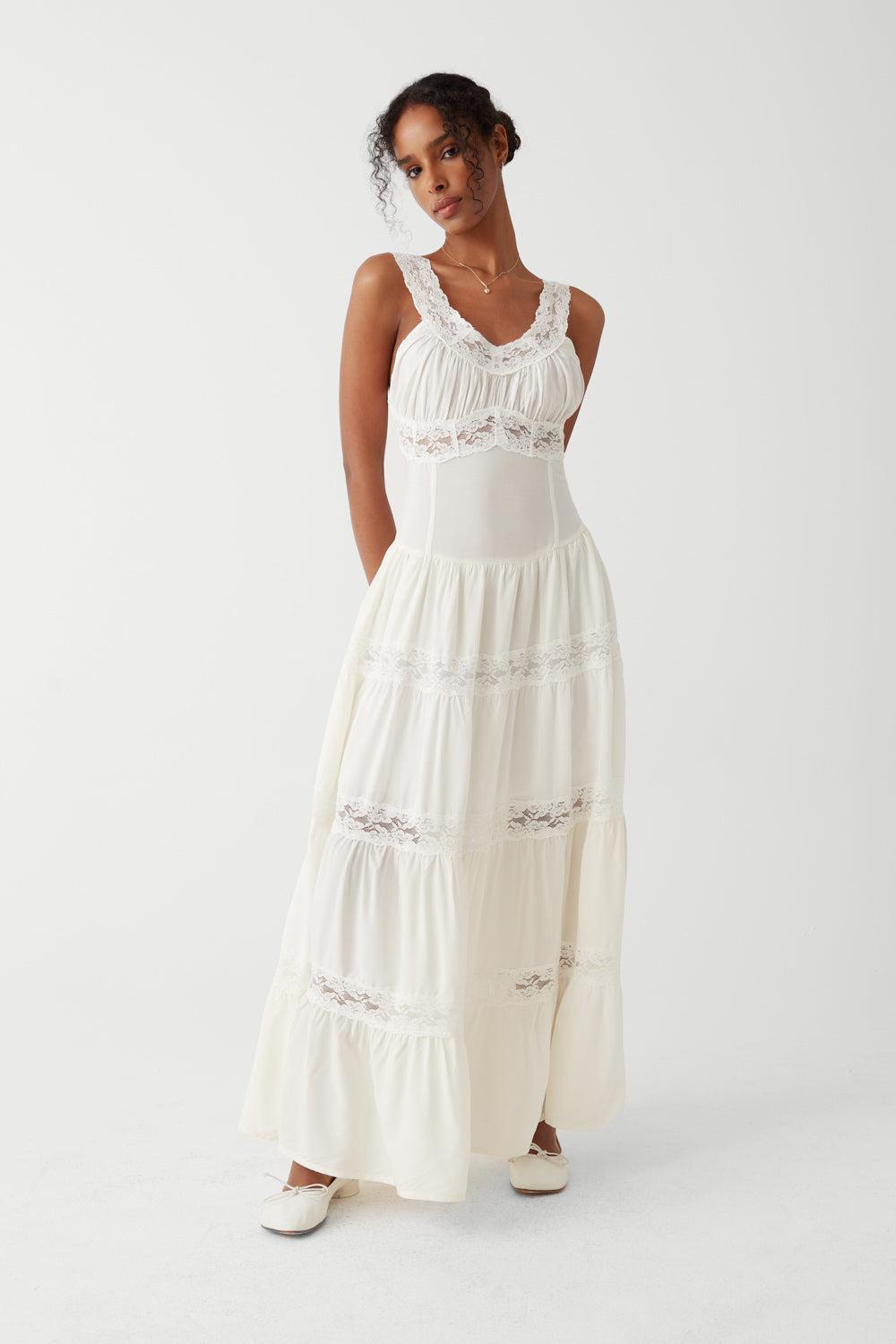 Dakota Maxi Dress - White - White / XS