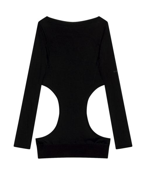 Curved Cut Layered Tee / Black